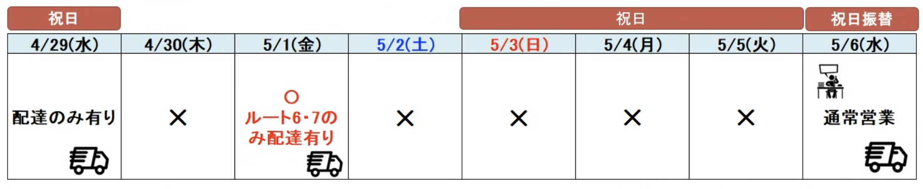 GW目前！4/29(水)祝日、5/6(水)祝日振替日も弊社は営業がございます！2026年5月の営業日カレンダー更新しました📣